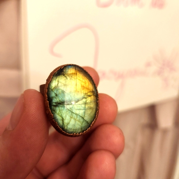Labradorite Copper Electroform Ring Size 8 - Picture 4 of 4
